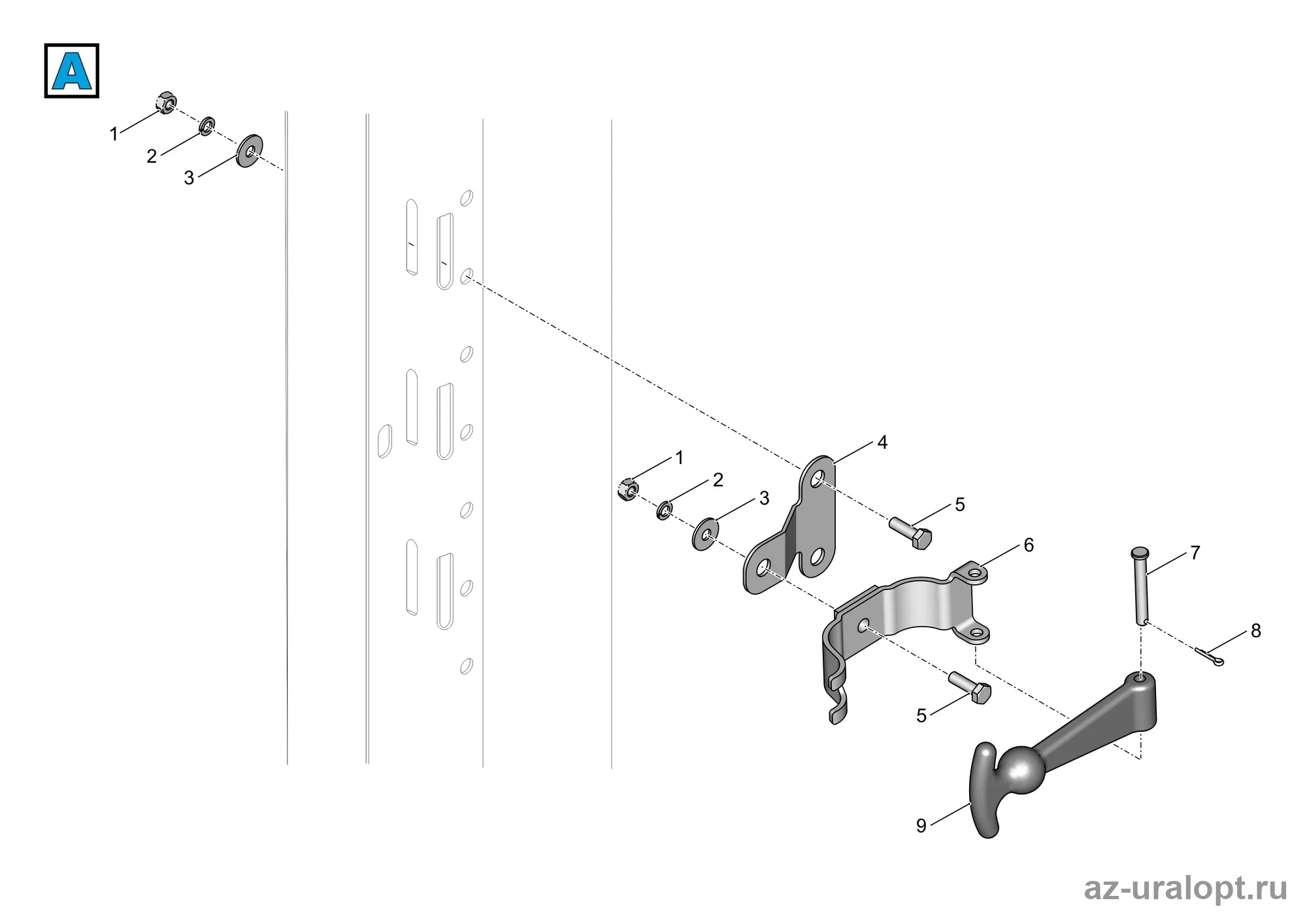 Взрыв-схема узла: Installation of the weapon brackets, URAL 63706-0120 (англ) (15.02.2021)